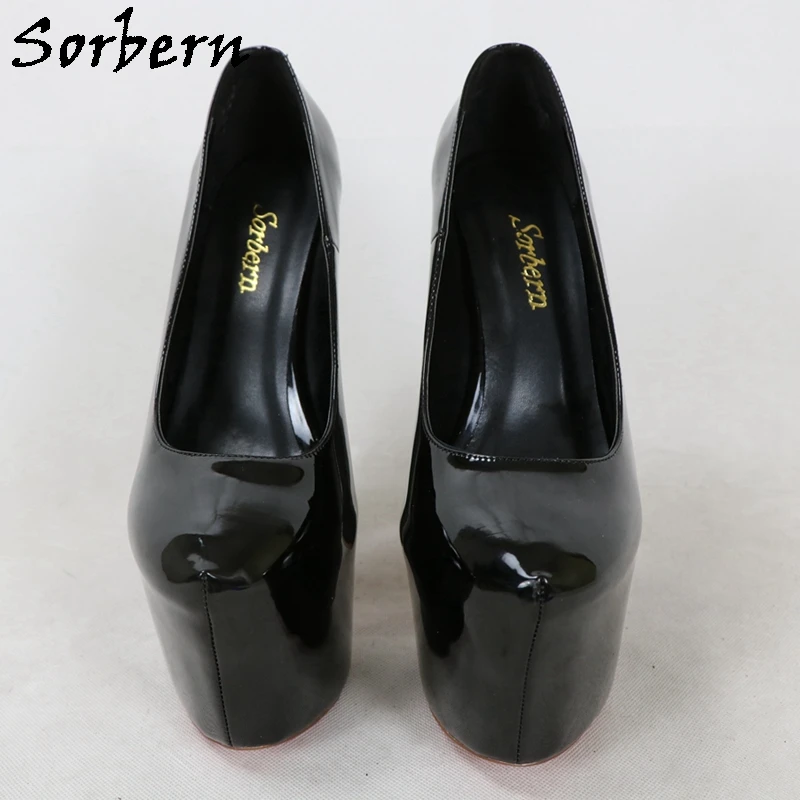 Sorbern 20Cm Red High Heel Platform Shoes Patent Block Heels Slip On Female Shoes Thick Platform Big Sizes 15 Custom Colors