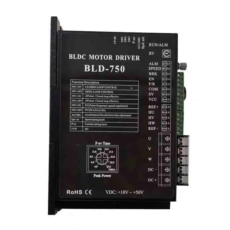 

BLD-750 BLDC DC brushless motor driver 24V 36V 48V 55V 750W with Hall controller