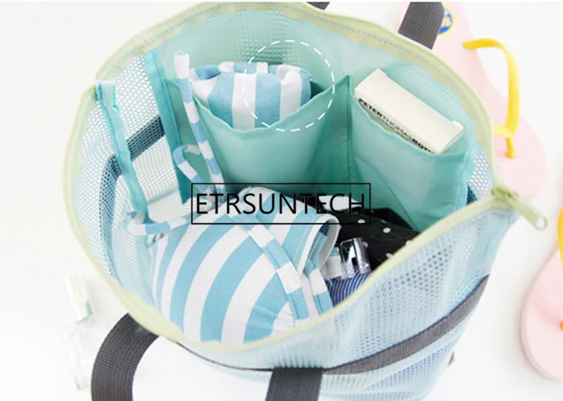 50pcs Mesh Travel Storage Bag Women Swim Handbag Cosmetic Pouch Summer Beach Bag Portable Carrying Toys Clothes Storage