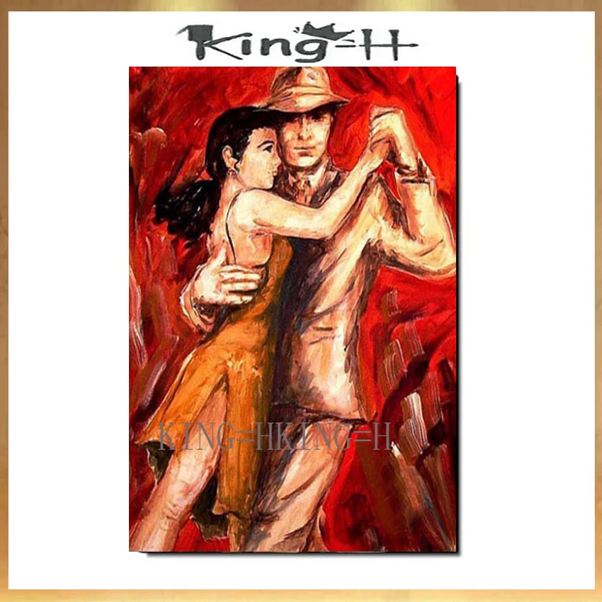 100% Handpainted Pictures Lover Tango Dance Modern Abstract Oil Painting On Canvas Wall Art For living room Home Decoration