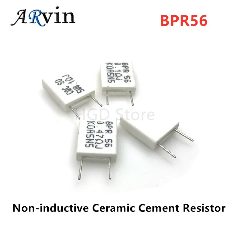 10pcs BPR56 5W 0.01 0.1 0.15 0.22 0.25 0.33 0.47 0.5 ohm Non-inductive Ceramic Cement Resistor 0.1R 0.15R 0.22R 0.25R 0.33R 0.5R