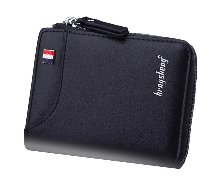 Men's Short PU Leather Wallet with Zipper Coin Pocket description 11