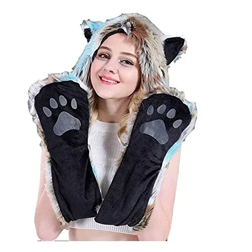 LED Faux Fur Led Fluffies Warmers Scarf Light up Costume Hood Hat