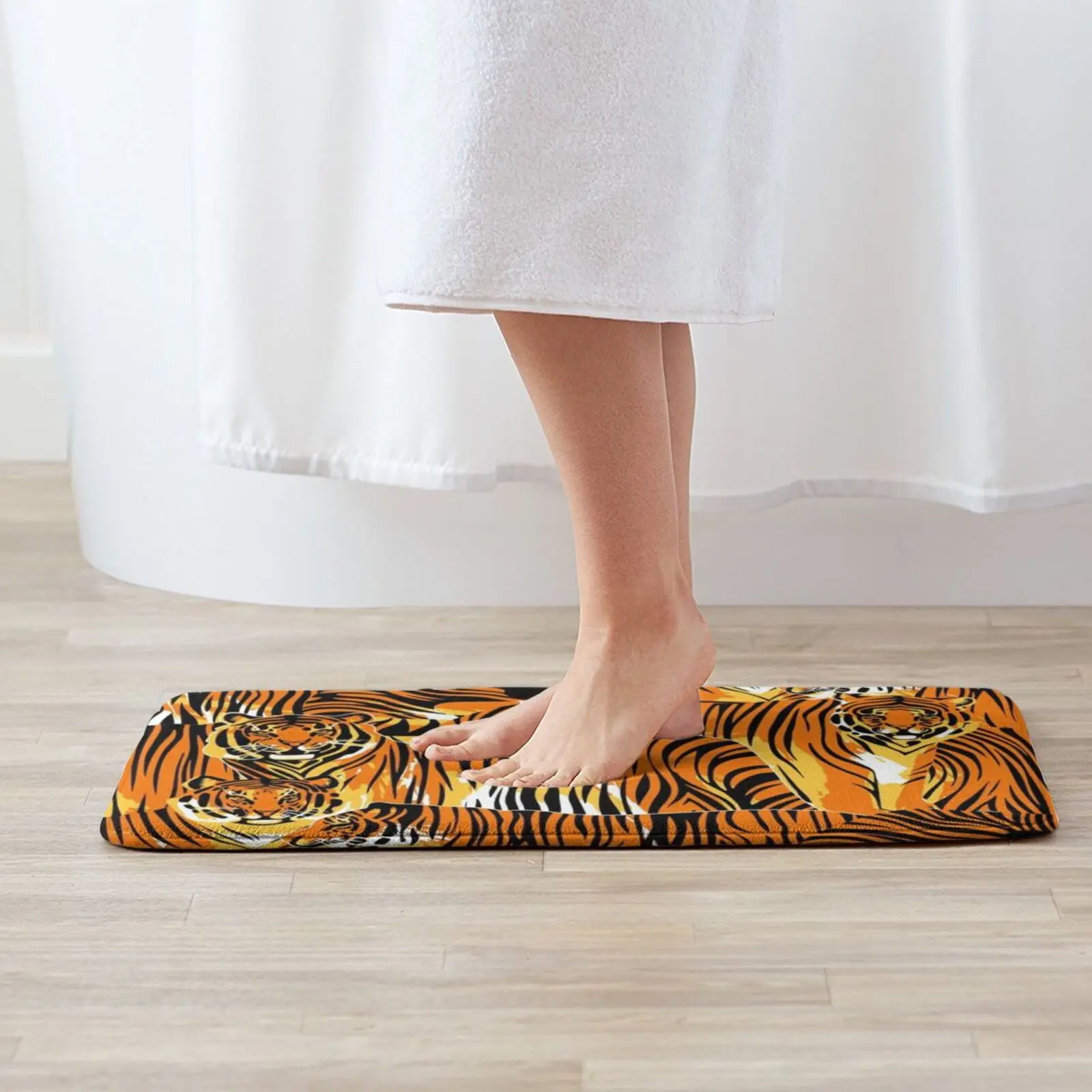 Tigers Mat Rug Carpet Anti-Slip Floor Mats Bedroom Tiger Africa African Animal Beast Beautiful Bengal Cat Exotic Joe Floral