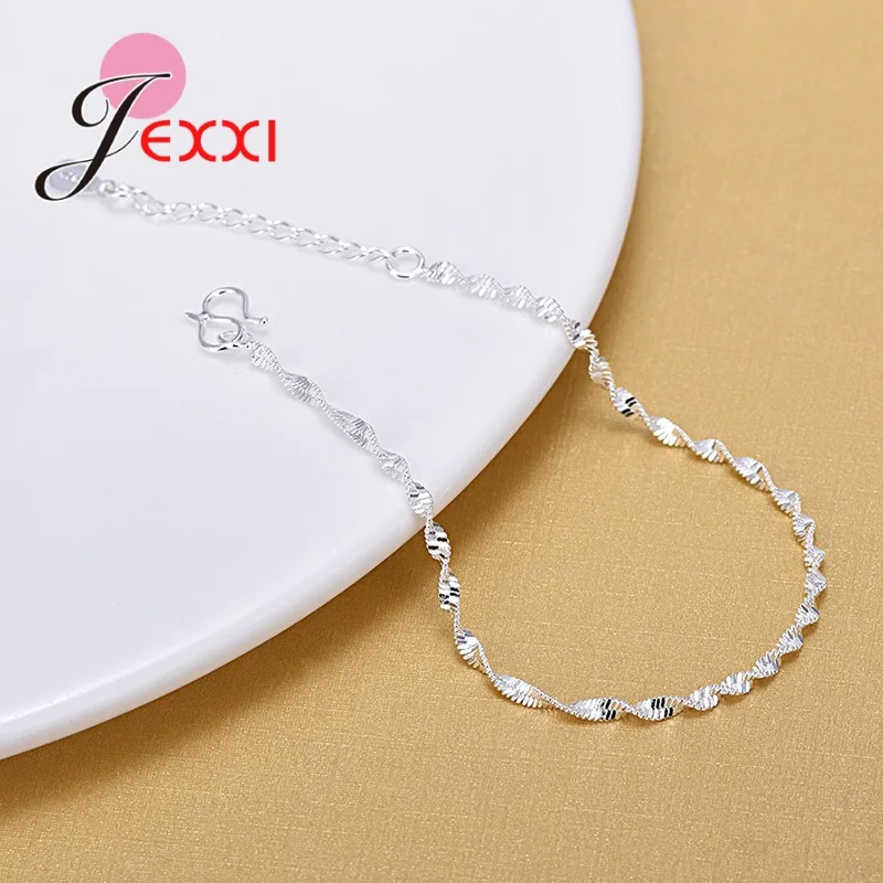 Women New 925 Sterling Silver Beads Pendant Bracelets & Bangles Hot Fashion Hand Chains For Girls Valentines\'Day Gifts