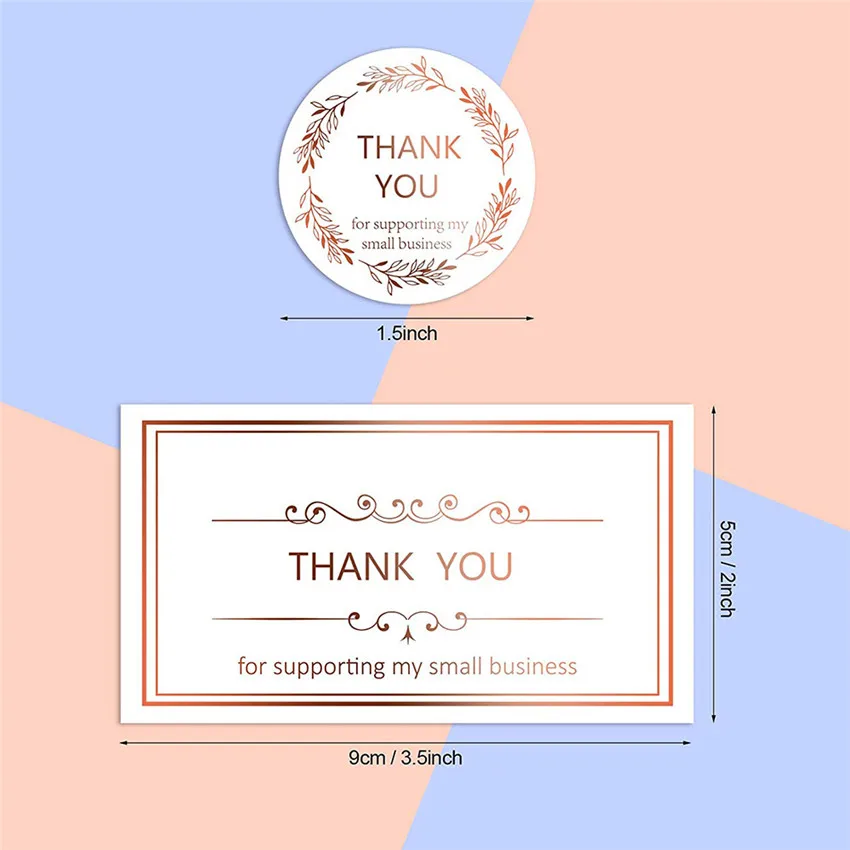 2*3.5 inch Bronzing Leaves Thank You for supporting My Small Business Card Greeting Card Gift decoration Labels Thank You Cards