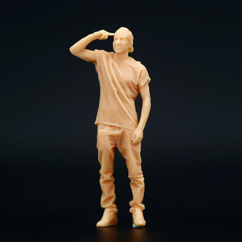 1:64 Street Dance Boy Miniature Sand Table Villain Scene Figure White Model Need To Be Colored By Yourself