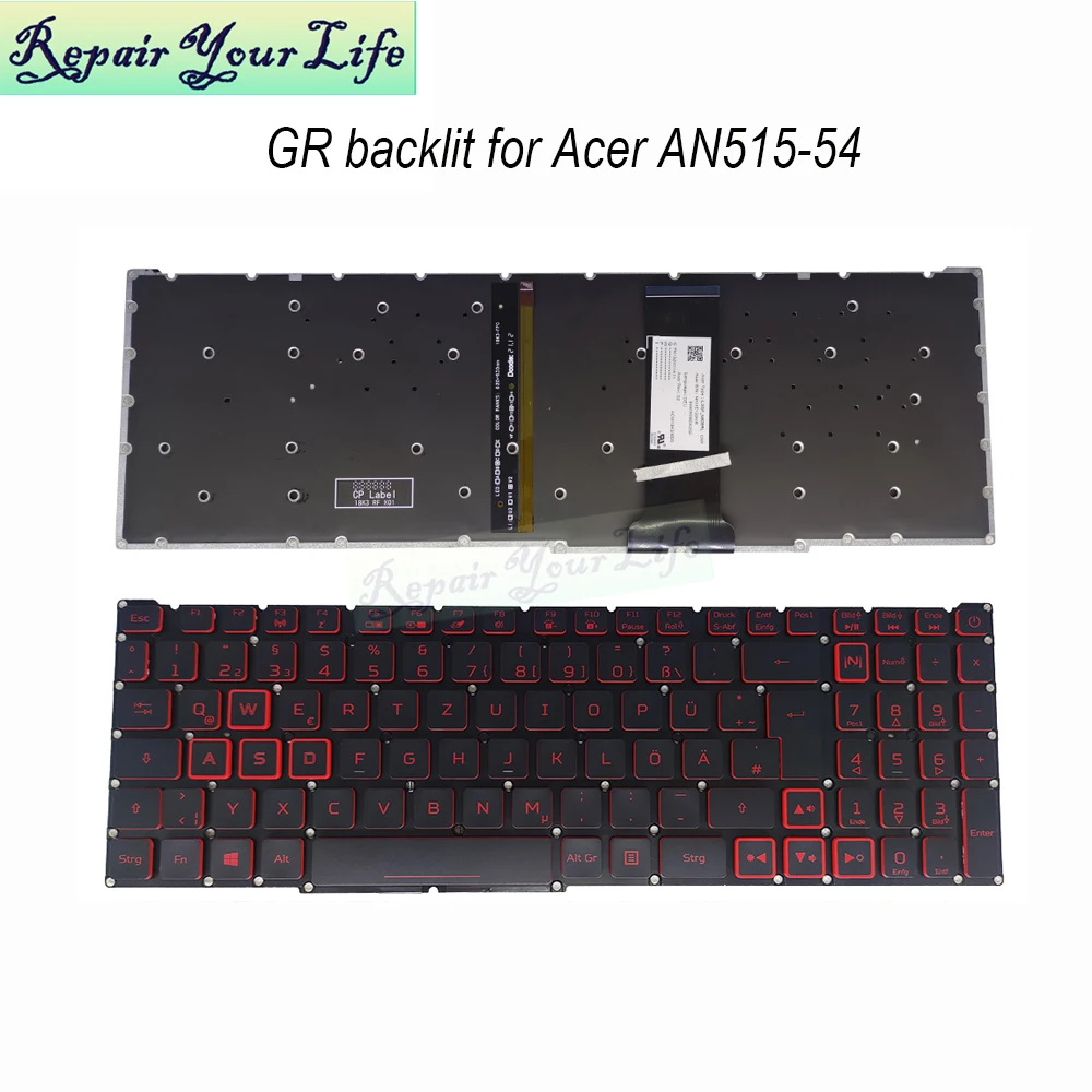 

GR Germany IT Italian Red Backlit keyboard For Acer Nitro 5 AN515-54 AN517-52 AN515-43 AN515-44 AN715 AN517-51 LG5P-N90BRL New