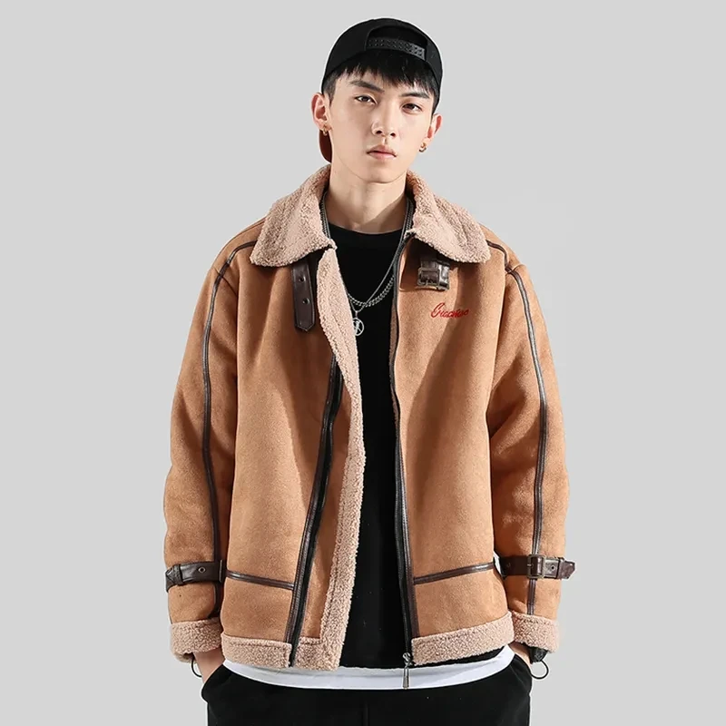 Chaqueta De invierno para Hombre, Parkas De lana De cordero, estilo coreano, cálido, Vintage, De terciopelo, grueso, corto, De algodón