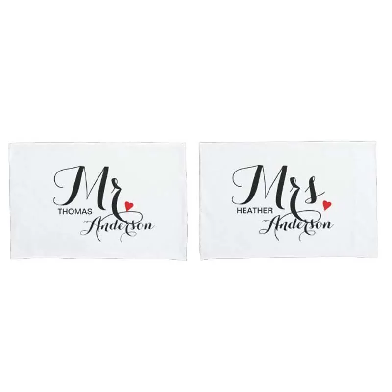 

Personalized Mr and Mrs Wedding Couples Pillow Case for Him for Her for Valentines Day, Anniversary, Wedding