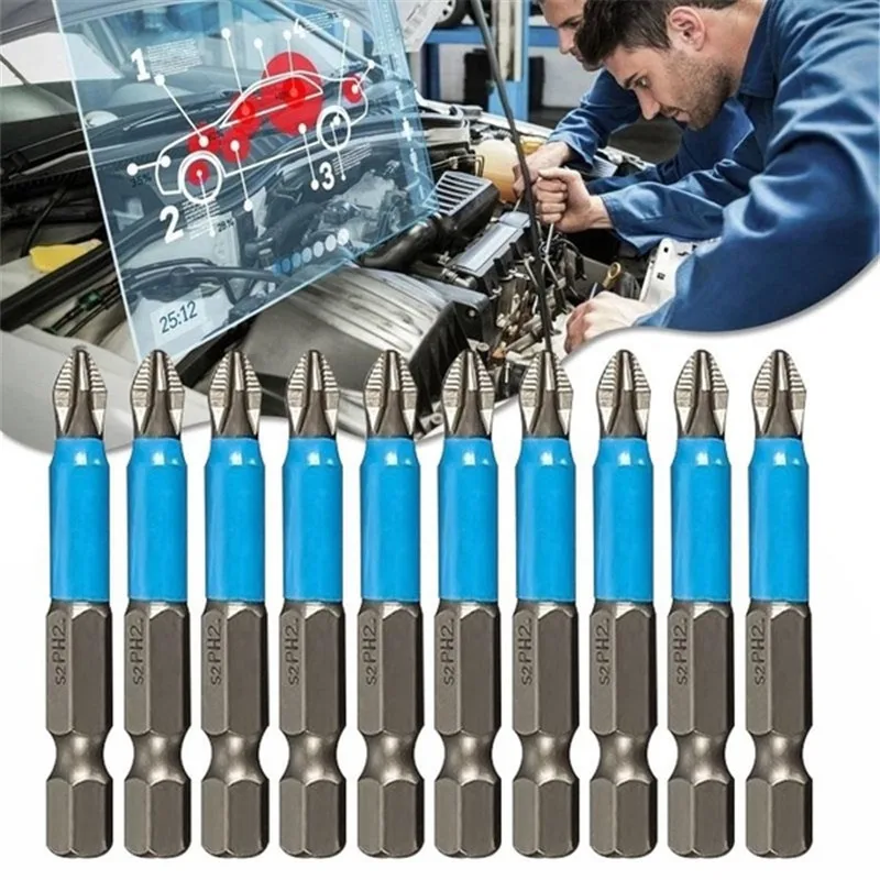 5/7/10 pçs conjunto de bits de chave de fenda 50mm ph2 antiderrapante com magnético 1/4 "hex shank se encaixa mão motorista de broca elétrica acessórios de mão