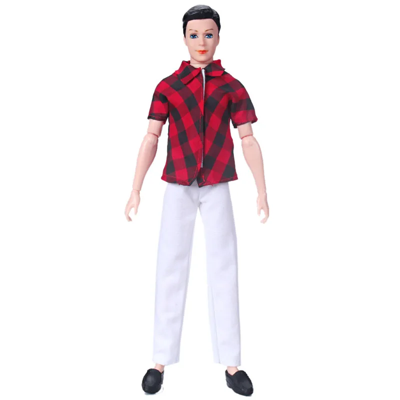 32Cm Kens De Vriendje Handgemaakte Outfit Set Kleding Plaid T-shirt Pak Fit Babis Pop Accessoires Huis Dressing Up Kinderen speelgoed