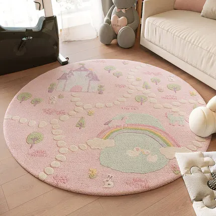 Non-Slip Cartoon Carpet for Children\'s Room, Circular Number, Dot, Thickened, Cute