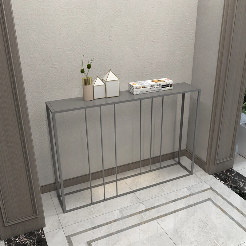 

Nordic Style Wrought Iron Shelf Long Narrow Side Table for Living Room Wall Porch Rack Entrance Decorative Storage Table