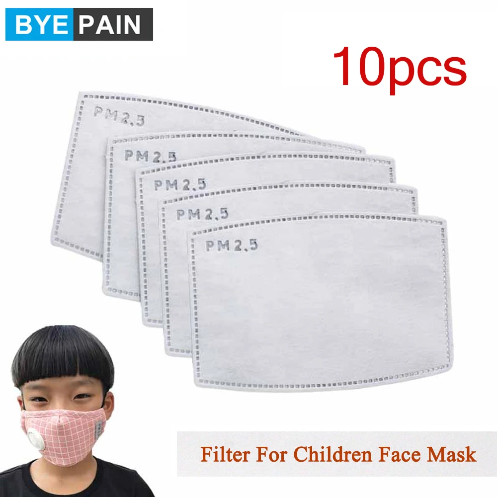 

10Pcs(=5packs) Child Kids Activated Carbon Filter PM2.5 Mouth Mask Replaceable Filter-slice 5 Layers Non-woven