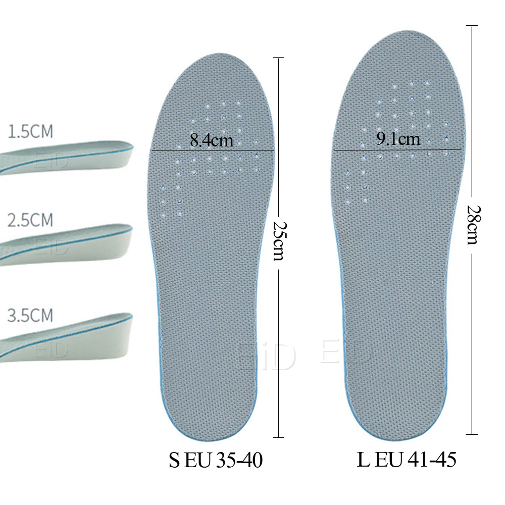 1.5-3.5cm Height Increase Insole Cushion for shoes Women Men Unisex Height Lift Shoe Heel Insert Taller Memory Foam Foot Pads