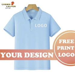 children 10 Colors Custom Logo Short-Sleeve High-end eco-friendly cotton Embroidered Polo Shirt Print DIY Brand Text