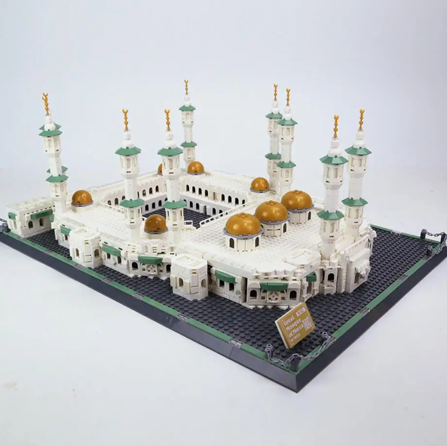 Wereldberoemde Islamitische Architectuur Saoedi-Arabië Grote Moskee Van Mecca Bouwsteen Model Baksteen Speelgoed Collectie Voor Geschenken