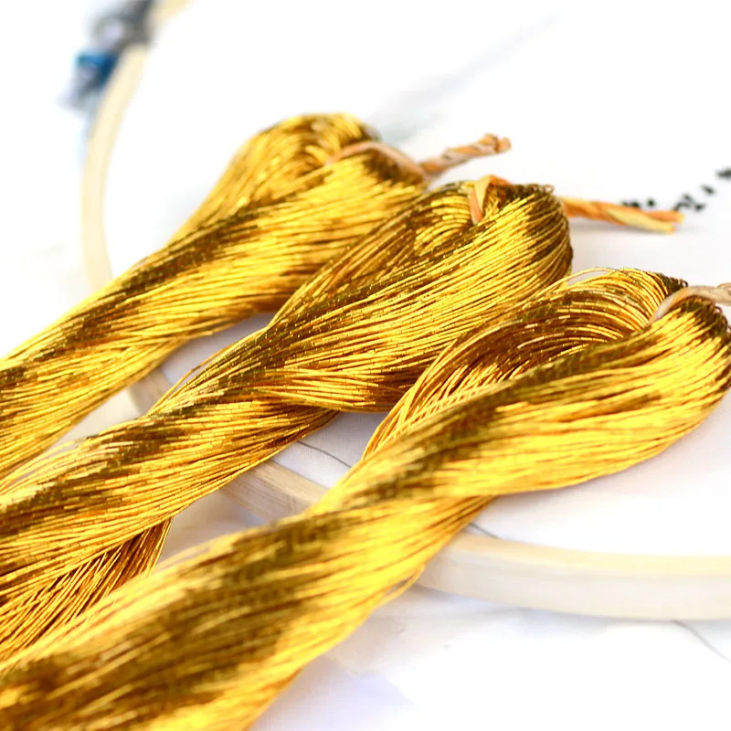 1pcs 70 meters Bright Round Silk Wire Gold  Embroidery Thread Handmade DIY Sewing Knitting Embroidery Material