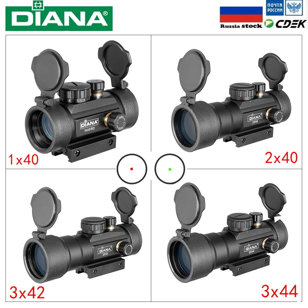 Tactical 1X40 MM Red Green Dot Sight Scope Optic Collimator Hunting Riflescope With 11/20MM Dovetail For Rifle Outdoor Air Gun