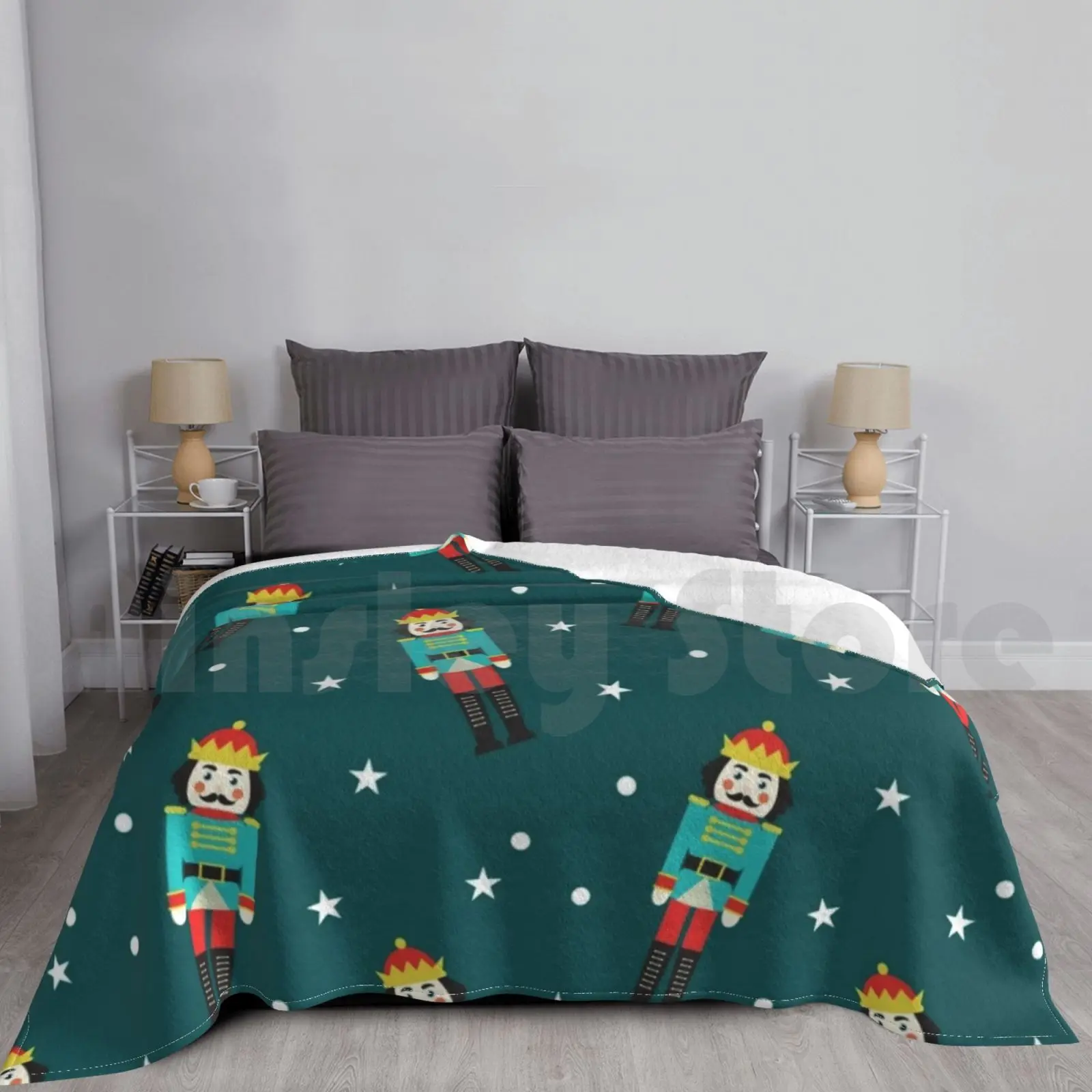 Nutcracker Blanket Super Soft Warm Light Thin Nutcracker Ballet Christmas Stars Toy Soldier