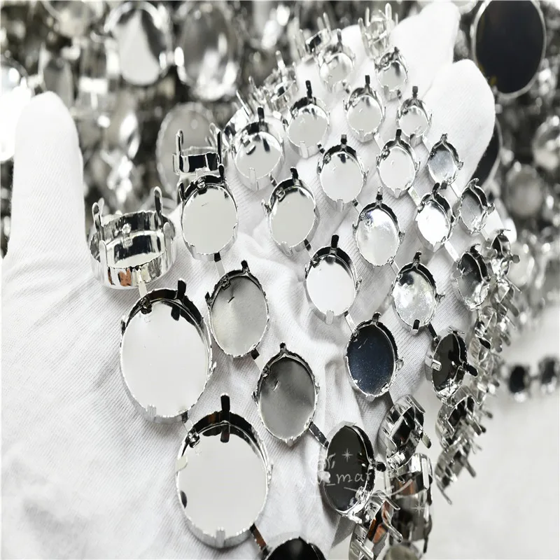 2 yards strong empty cup chain silver large size for round rhinestones 6mm 8mm 10mm 12mm 16mm 18mm 14mm Jewellery Soldering