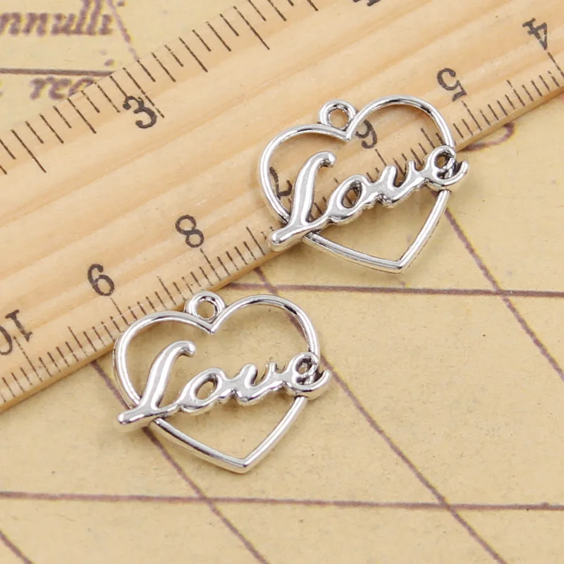 20pcs Charms Heart Love 19x20mm Tibetan Silver Color Pendants Antique Jewelry Making DIY Handmade Craft