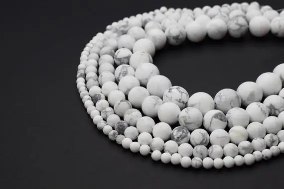 الجملة حقيقية Howlite الخرز 4 مللي متر 6 مللي متر 8 مللي متر 10 مللي متر 12 مللي متر 14 مللي متر 16 مللي متر جوهرة مستديرة حجر فضفاض الخرز للمجوهرات ، 1 من 15 "ستراند