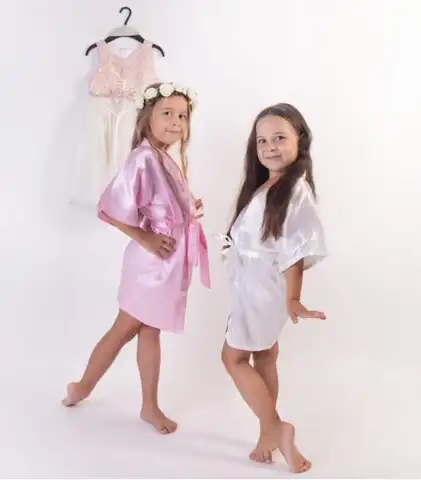 Roupões personalizados, vestido feminino personalizado para meninas, aniversário, festa de galinha, seu nome, vestido de noiva, robe quimono de cetim