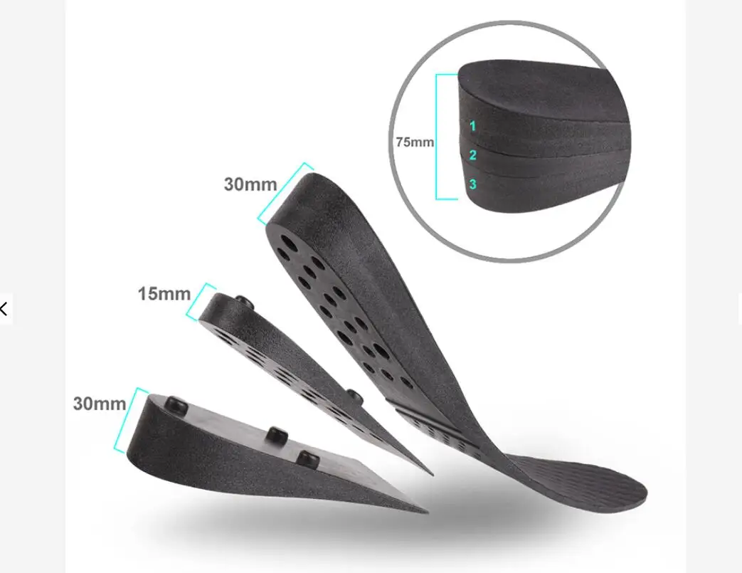 

Inner Height Increase Insoles Cushion Height Lift Adjustable Cut Shoe Heel Insert Taller Support sports shock Absorbant Foot Pad