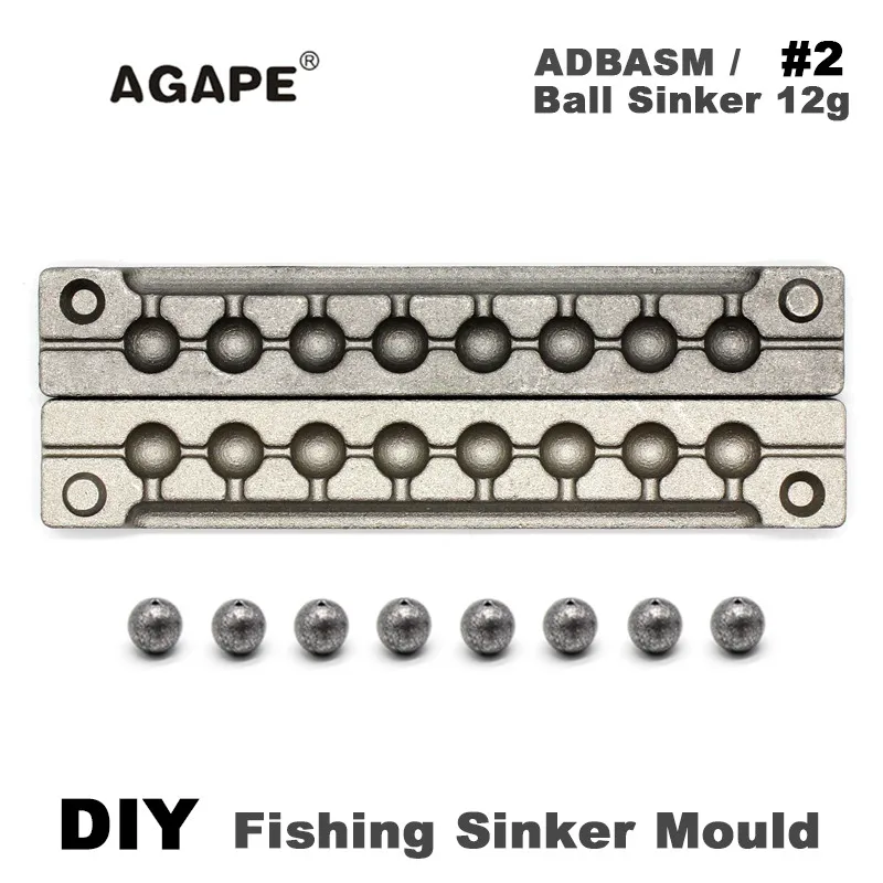 Agape DIY Fishing Ball Sinker Mould ADBASM/#2 Ball Sinker 12g 8 Cavities