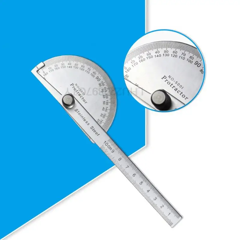 1 Pc Angle Ruler 180 Degree Protractor Metal Angle Finder Goniometer Stainless Steel Woodworking Tools Rotary Measuring Ruler