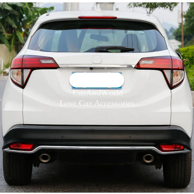 ABS Chrome Rear Door Bumper Cover Tailgate Trunk Fog Light Strip Trim For Honda HRV HR-V Vezel 2014-2022 Car Garnish Accessories