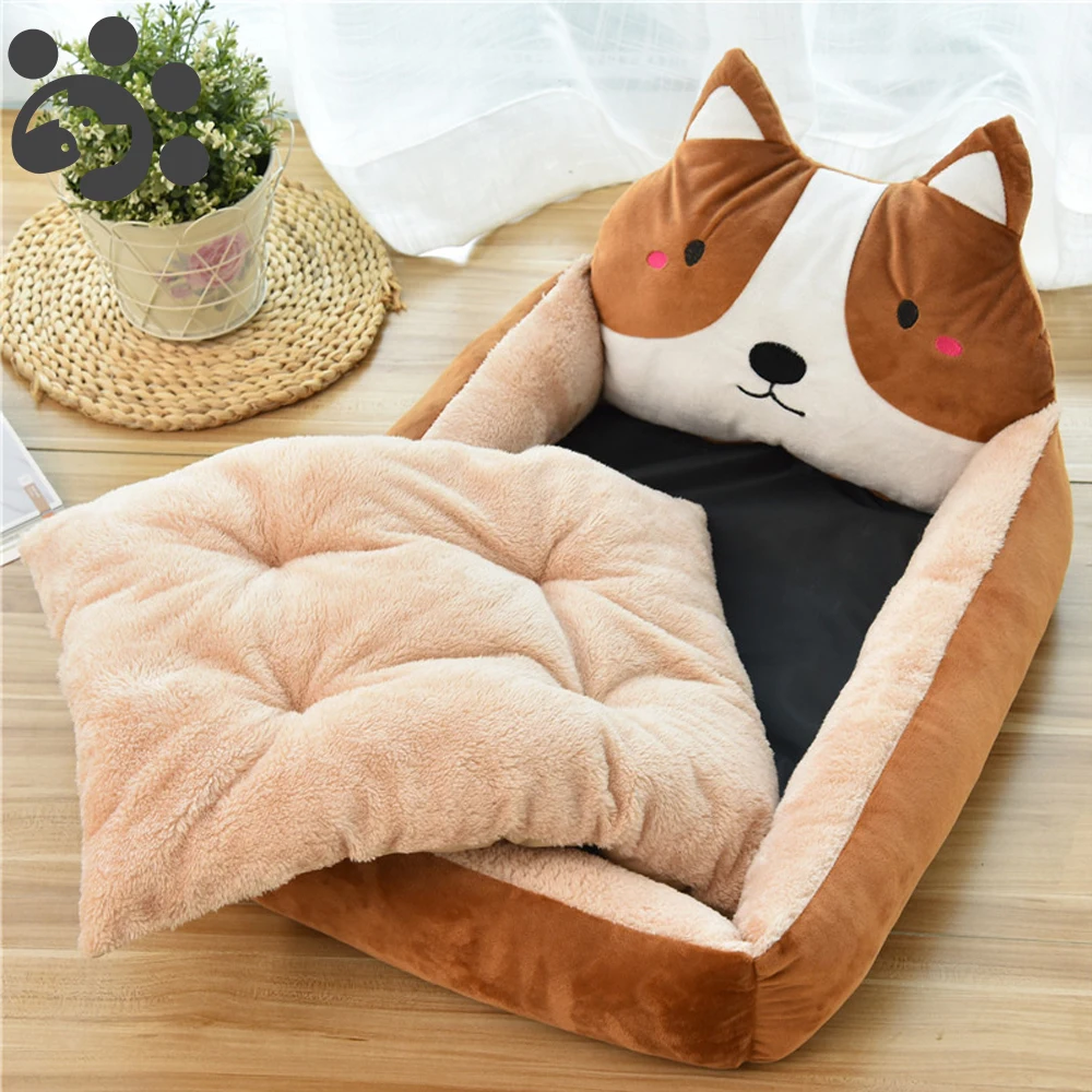 Cute Animal Shape Dog Beds for Large Medium Small Dogs Winter Warm Bed for Dogs Accessories House Kennel Plush Sofa Anti-stress