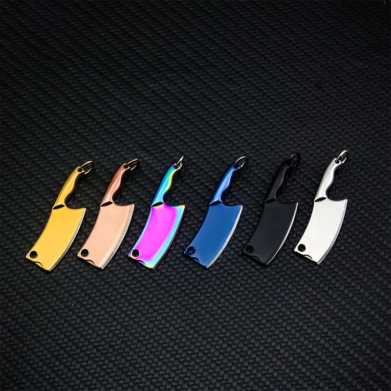 Stainless Steel Multiple Colour Sharpened Blade Tiny Mini Knife Palm Kitchen Knife Key Decoration Tool Envelope Opener Key Ring