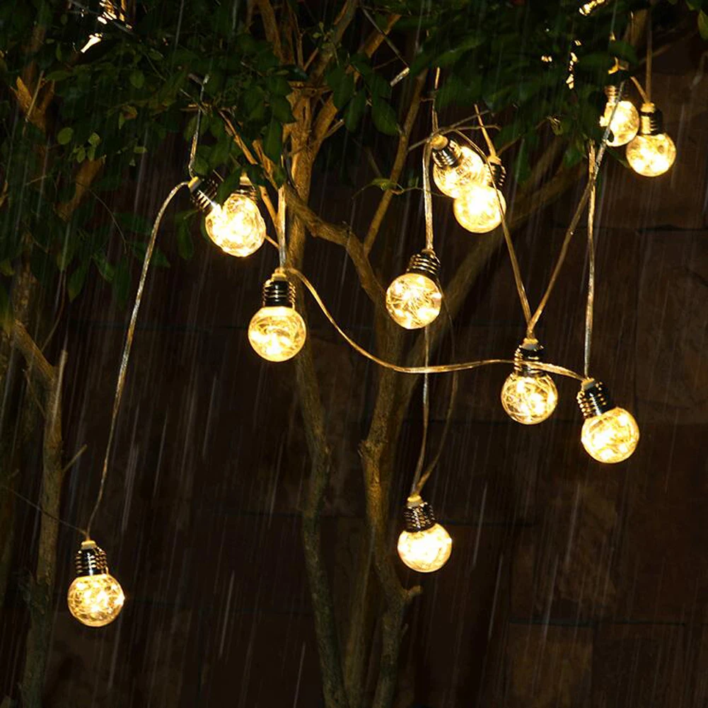Solar Garden Lights Outdoor, 10/ 20 Bulbs Copper Wire Bulbs String Lights Solar Hanging Lights Clear Round Ball LED Solar Lights