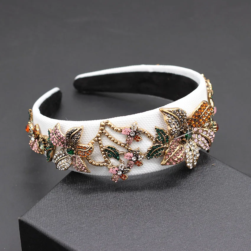 Trumpet personality luxury rhinestone headband Baroque fashion rhinestones big flower headband palace show ball headband 849