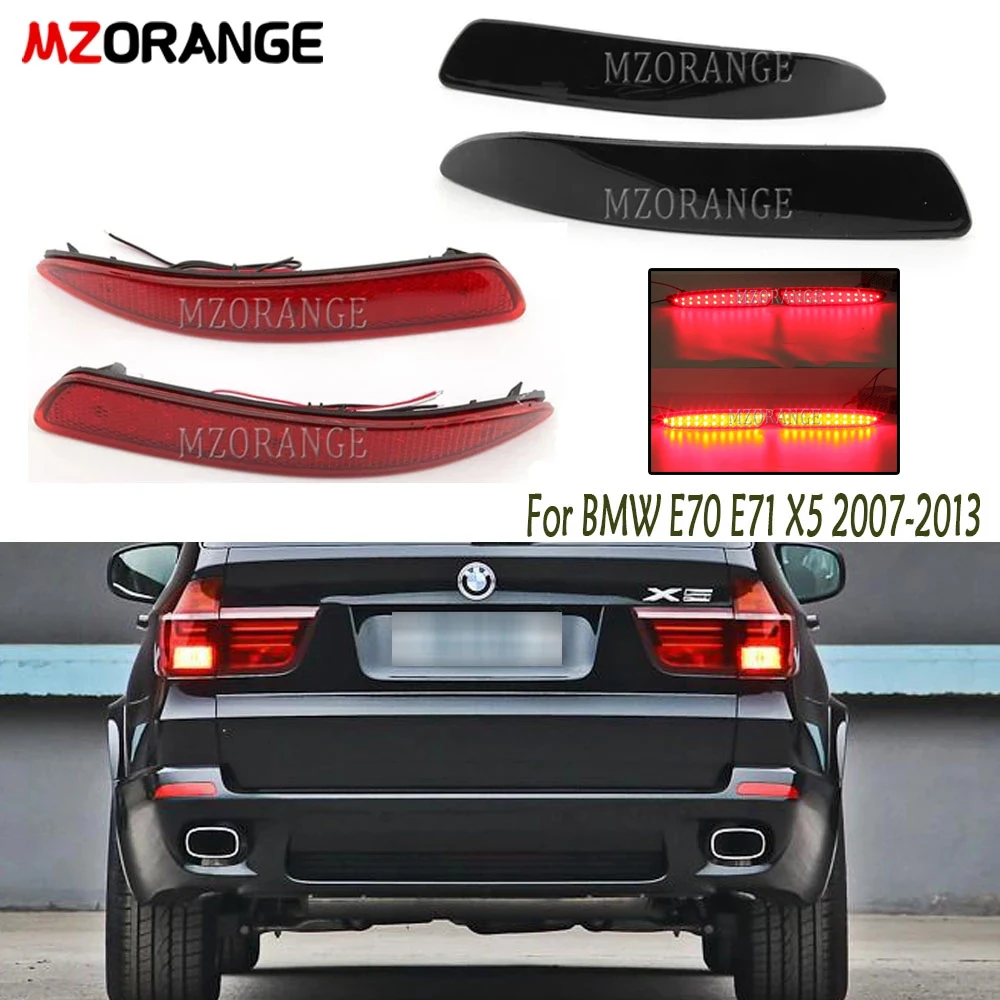 

2Pcs Red/Black LED Rear Bumper Reflector Light For BMW E70 E71 X5 2007-2013 Rear Tail Warning Stop Turn Signal Light Fog Lamp