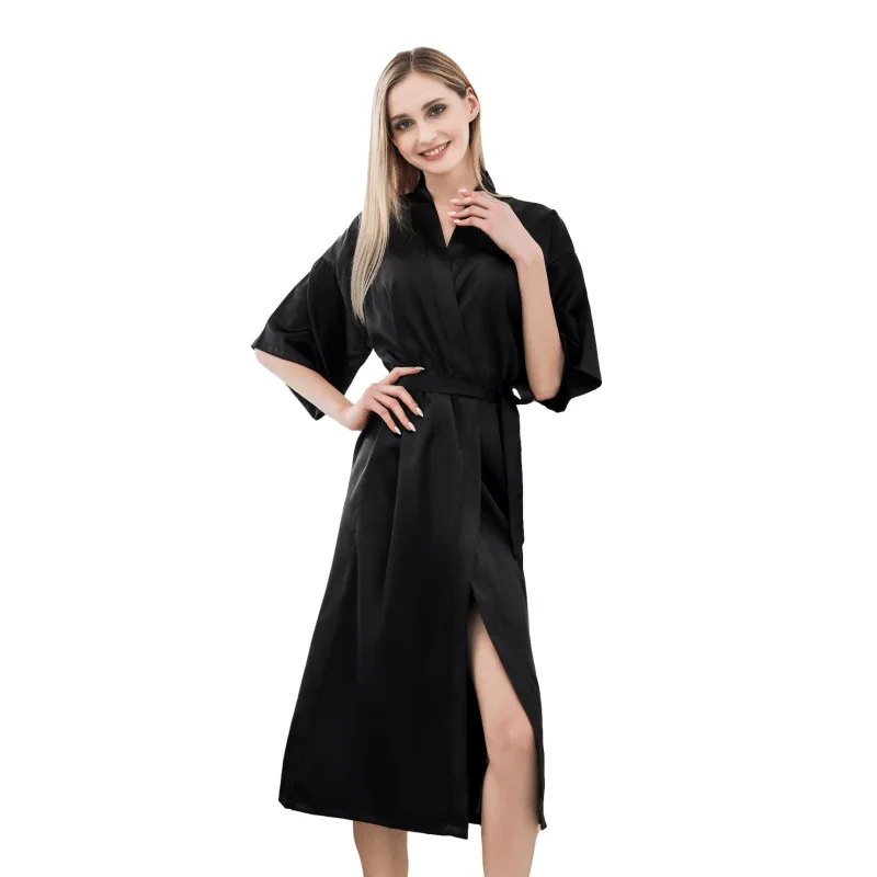 

Long Sleepwear Intimate Lingerie Sexy Summer New Homewear Half Sleeve Kimono Robe Women Nightgown Casual Bathrobe Gown