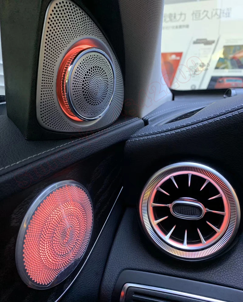 For Benz A/GLB/C/GLC/E/S W177 X247 W205 X253 W213 W222 Car 3D Tweeter MB Rotary treble Luminous Speaker Audio Ambient Light