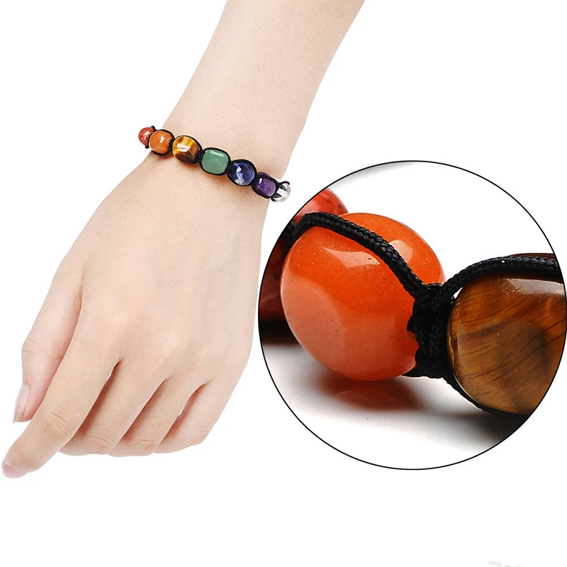 Seven Chakra Natural Irregular Stone Yoga Bracelet Handmade Tibetan Buddhist Bracelet Gift Jewelry for Men Women