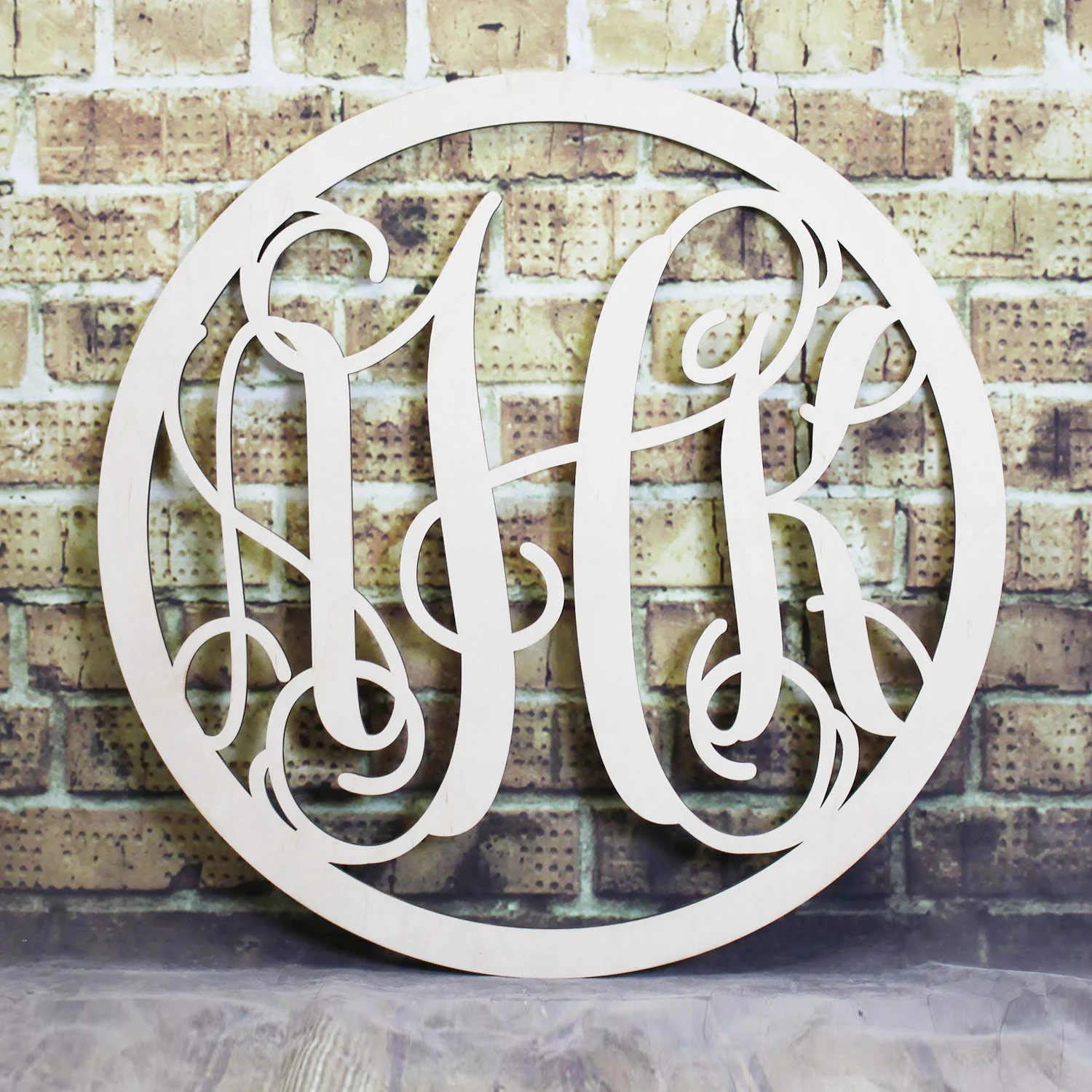 

Custom Circle Vine Monogram Unfinished Wood Letters, Cutout DIY Decor, Nursery Decor