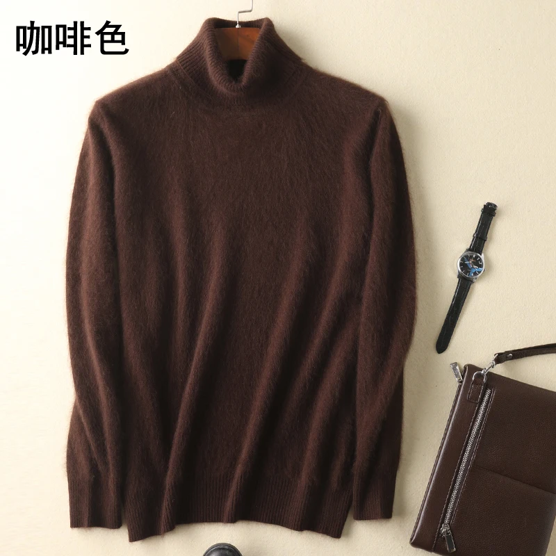 Men\'s 100% pure Mink Cashmere Sweaters Soft Warm Turtleneck Casual Pullovers Winter Long Sleeve High Quanlity Tops 17Colors Jump