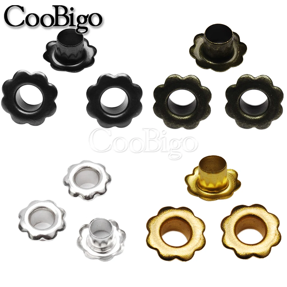 العيينة المعدنية الأزهار الثقوب لسكرابوكينغ الستائر الملابس حزام الأحذية الجلدية الخياطة DIY بها بنفسك الاكسسوارات الحرفية 4.5 مللي متر 200 قطعة