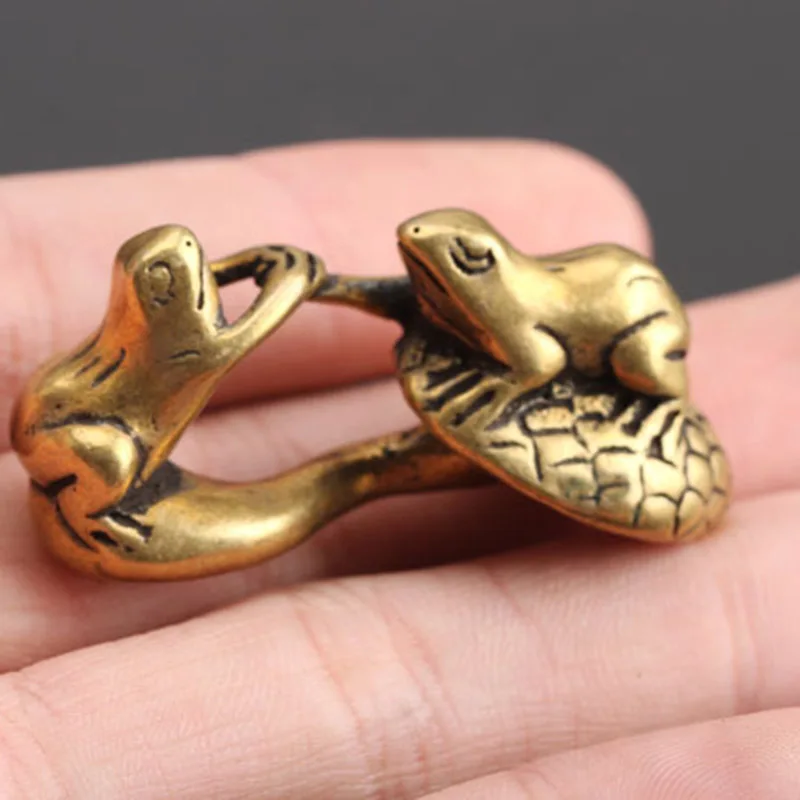 Antique Copper Handshake Frogs Miniatures Figurines Vintage Brass Animal Statue Small Ornaments Living Room Desk Decorations