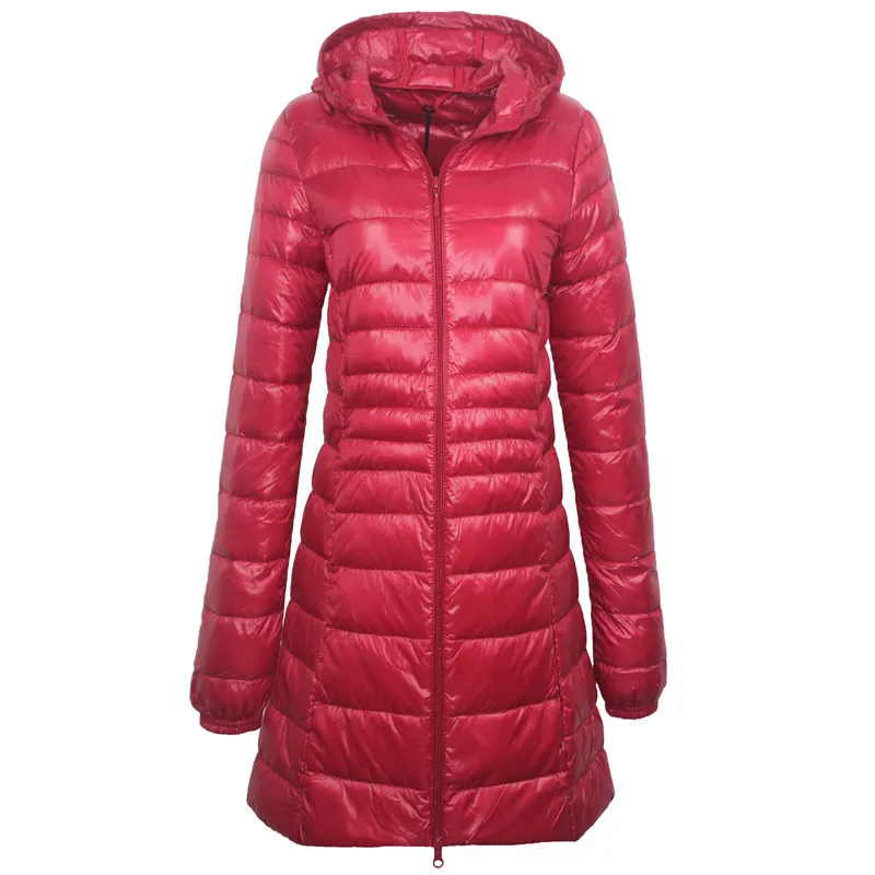 Plus size winter coat slim women down coat Light weight medium long style women's down jacket woman hooded S-7XL HH6806