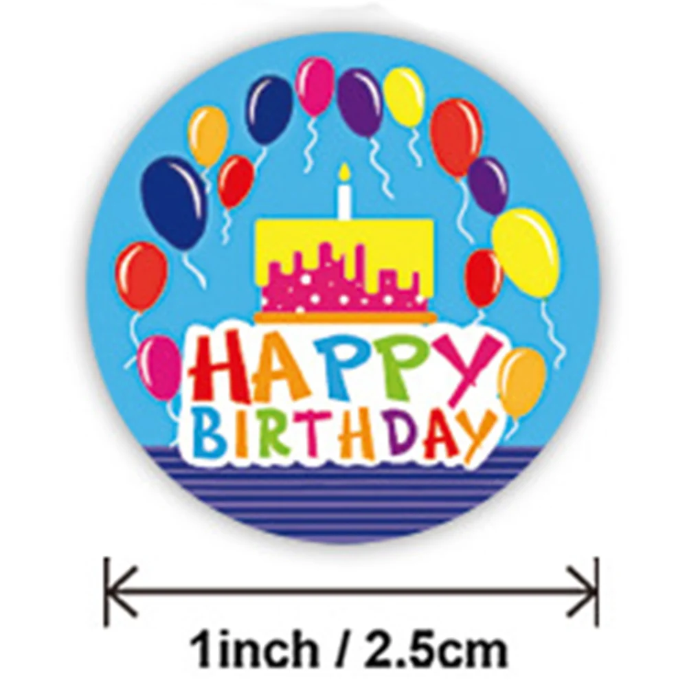 100-500pcs Happy Birthday Stickers for Party Decor Envelope Sealing Label Gift Packing Sticker Greeting card label 1inch