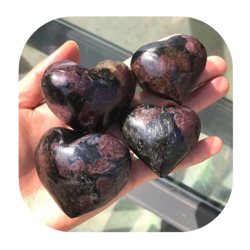 

Natural quartz crystals healing stones astrophyllite garnet heart for other gifts&crafts