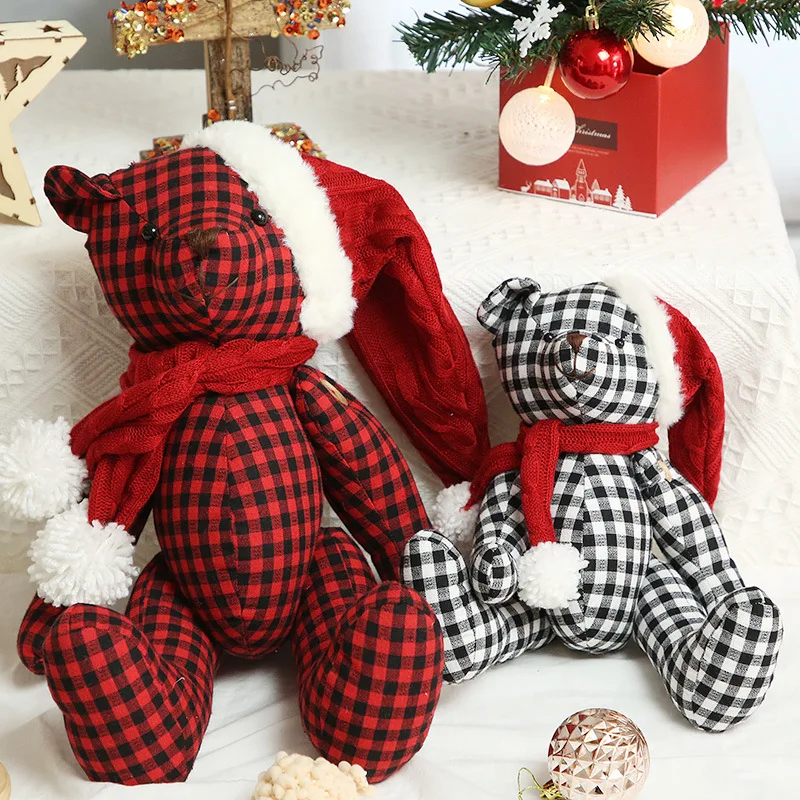 Christmas Doll Teddy Bear Stuffed Plush Toys Cute  Pendant Dolls Gifts Birthday Wedding Party Decor 2022 Kids Xmas Gift