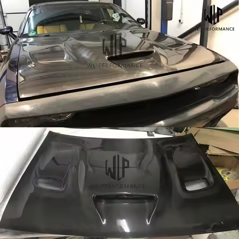 High Quality Carbon Fiber / Frp Unpainted Engine Hood Bonnets Car Styling for Dodge Charger Srt Hellcat Car Body Kits 08-17